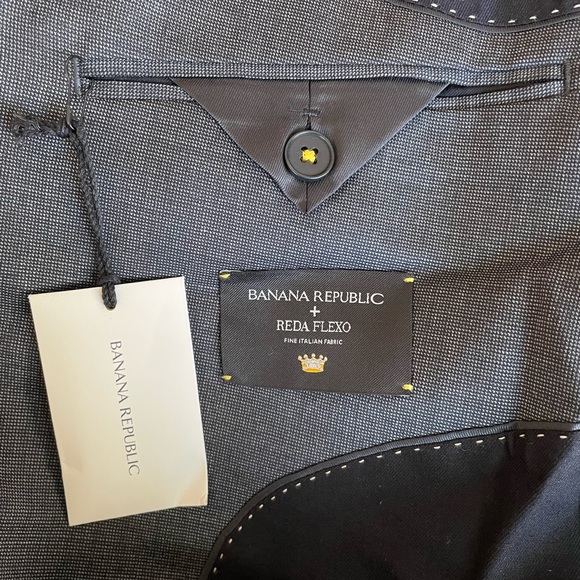 Banana Republic | (NWT) Signature Italian Nailhead Suit Jacket in Gray | 46R - Picture 6 of 8